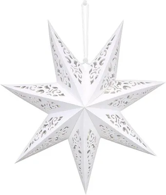 Produktbild von Große Papierster Dekoration 45 cm Weiß - Für Weihnachtsbaum, Fenster oder Festdekoration
