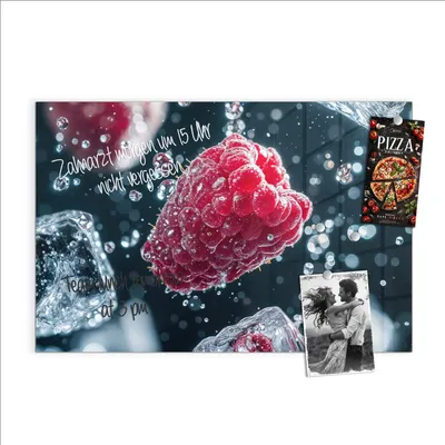 Produktbild von Magnettafel 60x40cm Pinnwand Whiteboard beschreibbar - Himbeeren im Regen