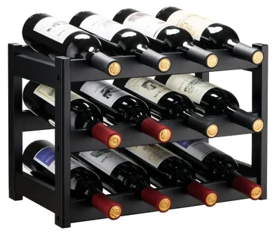 Image de Étagère à vin en bambou pour 12 bouteilles, design moderne