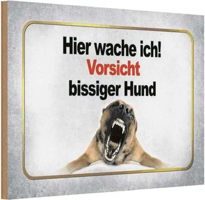 Produktbild von vianmo Holzschild 12x18 cm Vorsicht bissiger Hund Tier Haustier