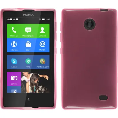 Produktbild von PhoneNatic Case kompatibel mit Nokia X / X+ - rosa Silikon Hülle transparent + 2 Schutzfolien