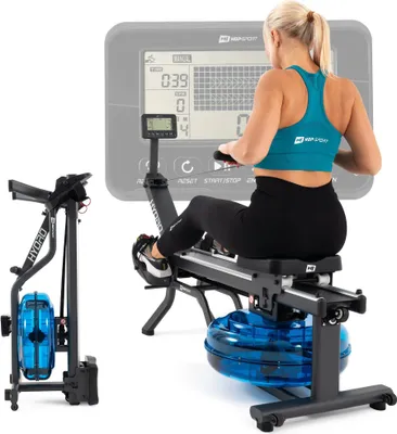 Produktbild von Hop-Sport HS-160WR Hydro Wasser Rudergerät für zuhause klappbar & platzsparend–Wasserrudergerät mit LCD-Computer, 6-Fach regulierbarem Wasserwiderstand inkl.Bodenschutzmatte