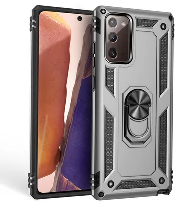 Immagine prodotto di NALIA Custodia ad anello per Samsung Galaxy Note 20, custodia protettiva con supporto per le dita, argento