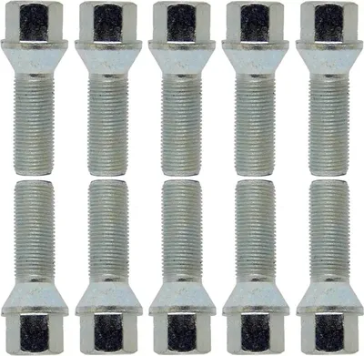 Zdjęcie produktu dla 10x śruba koła M12x1,5 stożkowa 60° srebrna 37 mm | rozmiar klucza 17 mm kompatybilna z Audi 80 81 90 81 A2 8Z Coupé 85