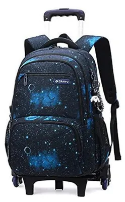Immagine prodotto di Zaino trolley con ruote, adatto a ragazzi e ragazze, zaino per la scuola, per le classi da 3 a 9, colore blu