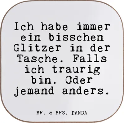 Produktbild von Mr. & Mrs. Panda Untersetzer für Gläser Ich habe immer ein... - Weiß - Geschenk, Kaffee, Coaster, Sprüche, Motivation, Spruch, Glas, Glitzer, Tischuntersetzer, Freundin