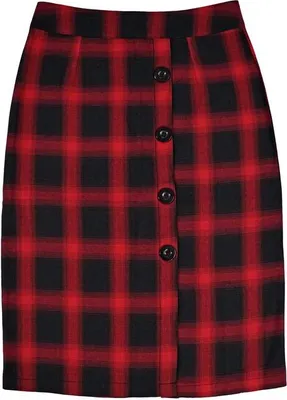 Produktbild von Forplay Mittellanger Rock Damen Farina rot/schwarz Basics 100% Baumwolle M