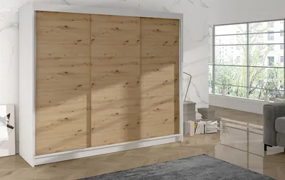 Obrázek produktu pro Šatní skříň DANIELLA 2 - šířka 200 cm, bílá / dub artisan