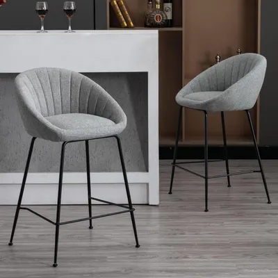 Image de Tabouret de bar - Tabouret - Chaise de cuisine - Tabouret haut - Tabouret avec assise - Lot de 2 - Dossier confortable