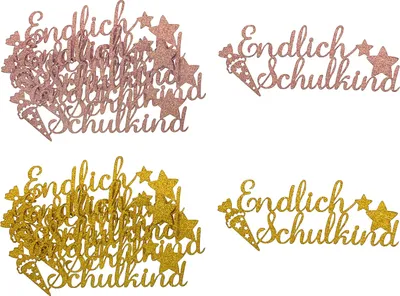 Produktbild von Oblique Unique 12x Endlich Schulkind Konfetti für Schuleinführung Einschulung Schulanfang Streudeko Tischdeko - rosé + gold