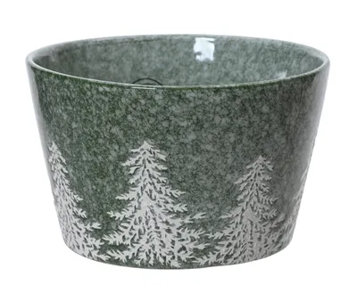 Produktbild von Müslischale 13x8cm Keramik mit Tannenbäume Motiv / Weiß