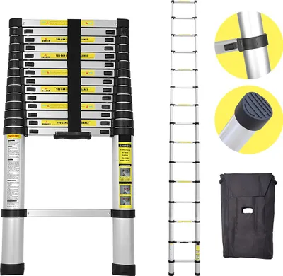 Image de Bettizia Echelle télescopique Pliable 4,4M Echelle multifonctionnelle Aluminium Echelle d'appui Echelle multi-usage Echelle extensible 15 marches Escabeau de haute qualité 150KG