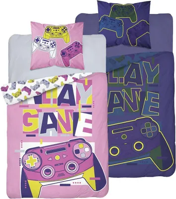 Produktbild von Leuchtende Kinder Bettwäsche 135x200 Gamer Bettwäsche 135 x 200 Controller