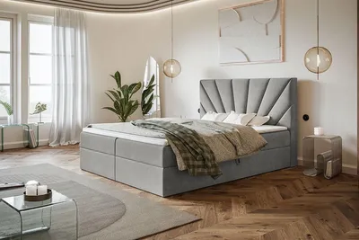 Produktbild von Boxspringbett Denver 160x200 mit Stauraum und Bonell-Matratze, Grau,