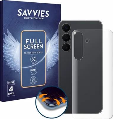 Produktbild von 4x Savvies Fullscreen Schutzfolie für Samsung Galaxy S25 FE (Rückseite) Displayschutz Folie Fullcover Klar Transparent