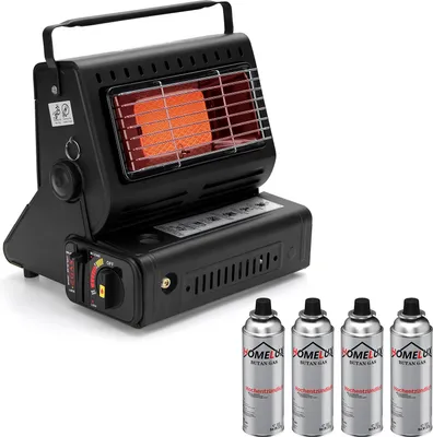 Produktbild von Homelux 2-in-1 Tragbare Gasheizung 1,3KW Camping Heizung mit 4 Gaskartuschen, Gasheizung für innenräume, Outdoor & Camping geeignet