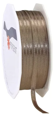 Satinband Polyester taupe 50 m x 3 mm
