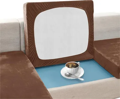 Produktbild von Elastischer Velours-Sitzkissenbezug für Sofa 80–100 cm in Braun – Schonbezug