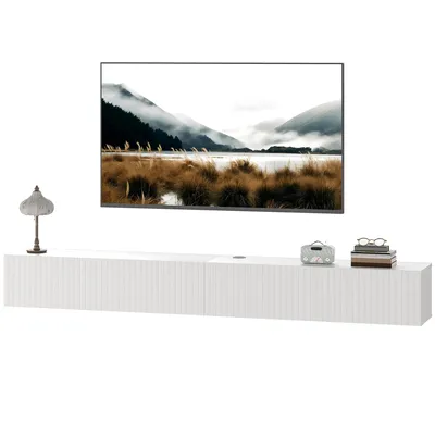 Produktbild von 80 cm schwebender TV-Ständer, TV-Wandhalterung mit Kabeldurchführung, für Fernseher bis zu 72", weiß