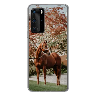 Produktbild von MuchoWow® Handyhülle Schutzhülle Hülle für Huawei P40 Pro Pferd - Baum - Halfter Silikon Softcase Handy Hülle - Schutz