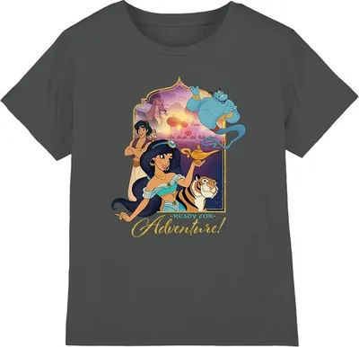 Immagine prodotto di Aladdin - Maglietta "Sei pronto per l'avventura" per bambini TV3637 (152-158) (carbone)