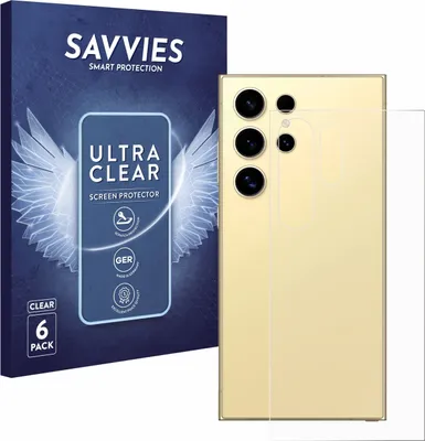 A product packaging box and a smartphone with a screen protector are shown.