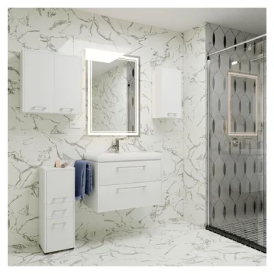 Produktbild von Hängeschrank H60 x B60 x T22,5 cm, mit 2 Türen, funktionales Design, einfache Montage (Weiß)