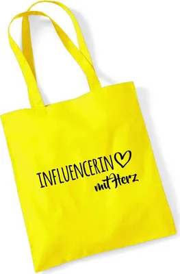 Produktbild von Huuraa Jutebeutel Influencerin mit Herz 10 Liter Yellow Baumwolle Tasche Geschenkidee