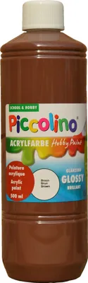 Produktbild von Glänzende Acrylfarbe Piccolino Hobby Paint, Braun 500ml Flasche