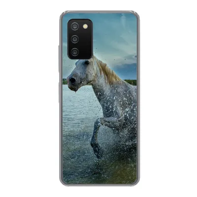 Produktbild von MuchoWow® Handyhülle Schutzhülle Hülle für Samsung Galaxy A03s Pferd - Wasser - Tropfen Silikon Softcase Handy Hülle - Schutz