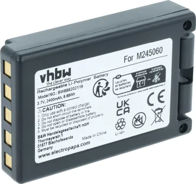 Produktbild von vhbw Akku Ersatz für Teleradio M245060, 22.381.2, D00004-02 für Industrie-Funkfernsteuerung Fernbedienung (2400 mAh, 3,7 V, Li-Ion) - Schwarz