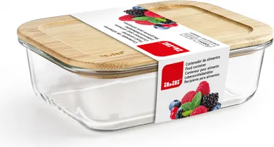 Immagine prodotto di Casseruola ermetica Ibili-Borosilicate, vetro borosilicato/bambù, 19,9x15x6,4 cm, 1 l, marrone