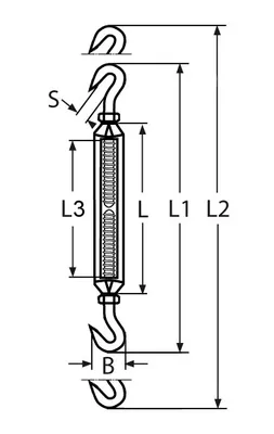 Produktbild von Spannschloss M12, Haken-Haken, Edelstahl, A4