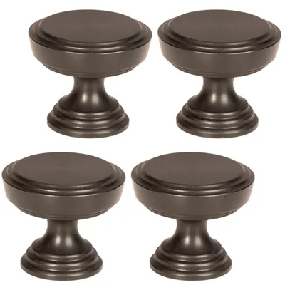 Immagine prodotto di Set da 4 pomelli per mobili Velvet Ø 30 mm, alluminio, nero opaco – pomelli rotondi in stile loft/retrò con viti di montaggio incluse per cassettiere, armadi e cucine