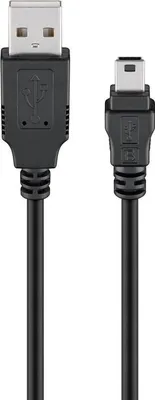 Zdjęcie produktu dla Goobay 93623 Kabel USB 2.0 Hi-Speed, czarny, 1,5 m - wtyczka USB 2.0 (typ A) > wtyczka USB 2.0 mini (typ B, 5-pin)
