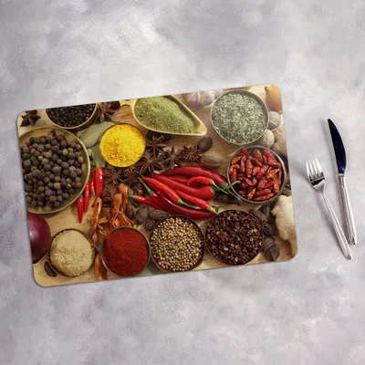 Produktbild von Tischset 4x45x30 cm Platzset Tischmatte Platzmatte Untersetzer - Gewürze Gemüse