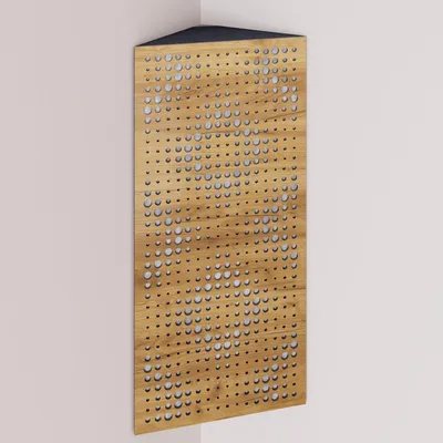 Produktbild von 2er-Pack – Schmale akustische Eck-Bassfalle mit Samtstoff | 50x23x10 cm |Reflexion - Schalldämmung | [REBAT - Eiche |Weiß]