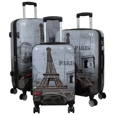Produktbild von Kofferset Trolleyset 3 teilig Paris Polycarbonat Hartschale Motivkoffer