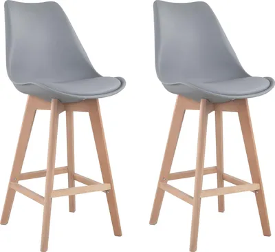 Image de Lot de 2 tabourets scandinaves SVEN gris avec coussin