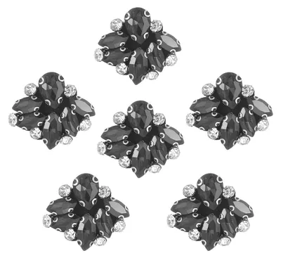 Produktbild von Handgefertigte Perlenpatches - Mit Glas Kristall Strass - Zum Aufnähen oder Aufbügeln - Grau - 6 Stück