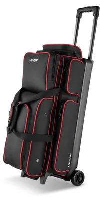 Image de VEVOR Sac de Bowling à Roulettes, Valise de Transport pour Bowling Capacité 3 Boules, avec Compartiment pour Chaussures, Poche pour Accessoires Surdimensionnée et Poignée Rétractable Extensible