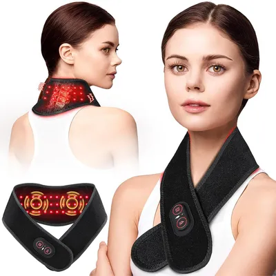 Produktbild von Rotlicht Wärmegürtel 36 LEDs Nackenwärmer kabellos Wärme Vibration 3000mAh USB-C Massage
