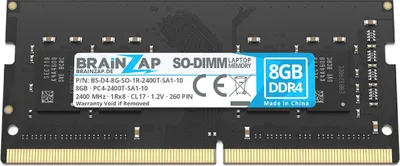 Obrázok produktu pre BRAINZAP 8GB DDR4 2400MHz PC4-2400T-SA1-10 SO-DIMM CL17 1Rx8 1.2V, nebufferovaná, nielen ECC RAM, pamäť pre notebook/laptop, pamäťový modul