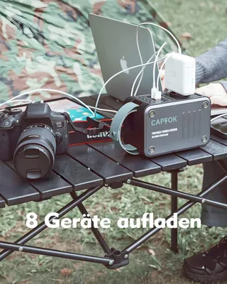 Immagine prodotto di Power bank da 230 V con presa di corrente, centralina di alimentazione da 88,8 Wh, caricabatterie wireless da 10 W, generatore solare da 120 W, luce LED USB per campeggio, attività all'aperto e situazioni di emergenza
