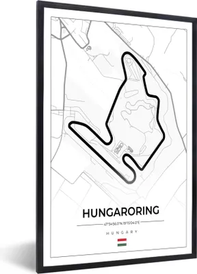 Produktbild von MuchoWow® Gerahmtes Poster F1 - Ungarn - Auto - Rennstrecke - Hungaroring - Weiß 40x60 cm - Poster mit Schwarzem Bilderrahmen Wandposter Rahmen Foto Bilder - Papierdruck - Wandbilder