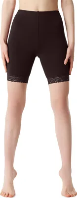Image de Leggings courts pour femme Bellivalini en viscose avec dentelle BLV50-216 (marron, S)