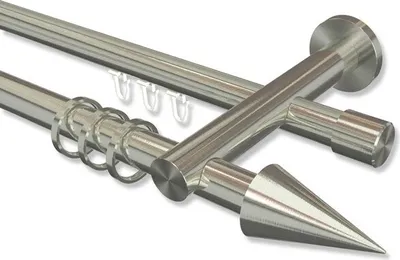 Produktbild von Interdeco Rundrohr-Innenlaufstange, Gardinenstange (Kombination) Edelstahl-Optik Modell Platon Savio, 20 mm Ø 2-läufig, 280 cm (geteilt)