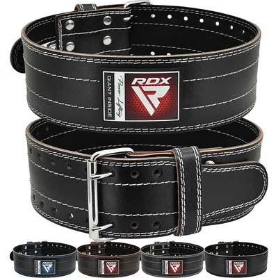Produktbild von RDX Gym Gürtel 6mm Leder – Gewichthebergürtel für Bodybuilding, Krafttraining, Übung & Fitness Workout – Stabil & Verstellbar