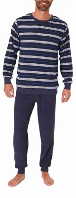 Produktbild von Edler Herren Frottee Pyjama Schlafanzug mit Bündchen - auch in Übergrössen - 222 13 802 ; blau , 50