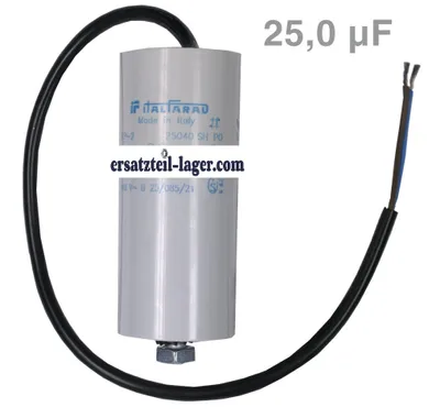 Produktbild von Europart Kondensator 25,00µF 450V Universal mit Anschlusskabel und Befestigungsschraube